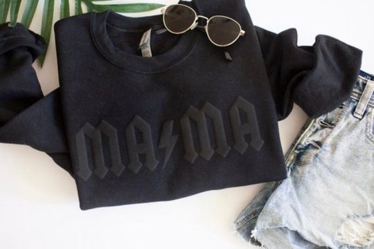 Discover Puff Print Mama Sweatshirt, Stylish Mothers Day Gift with Lightning Design