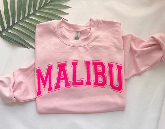 Discover Malibu sweatshirt, pink sweatshirt,