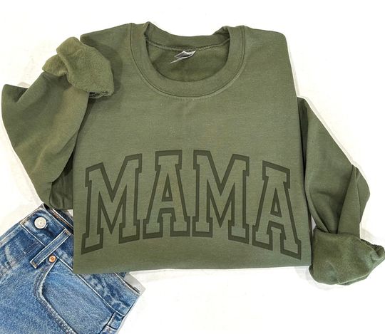 Discover Mama sweatshirt, mom gift, green mama Embossed Sweatshirt