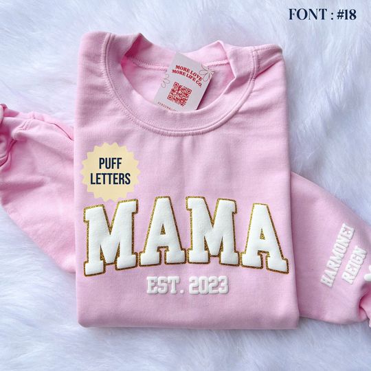 Discover Mama Sweatshirt with Kid Name, Mama Crewneck Sweatshirt,