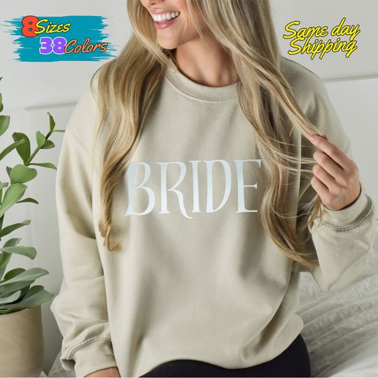 Discover Bride Embossed Sweatshirt Personalized Bride I said Yes Engagement