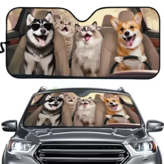 Discover Funny Animals Car Windshield Sun Shade