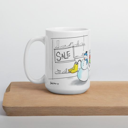 Discover Snowman shopping for shoes Mug