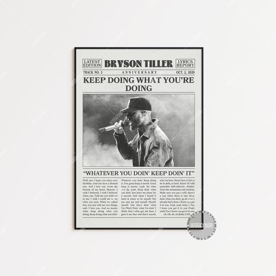 Discover Bryson Tiller Newspaper Print, Aniveserry Poster, Aniveserry Lyrics Print, Bryson Tiller Poster, Trapsoul
