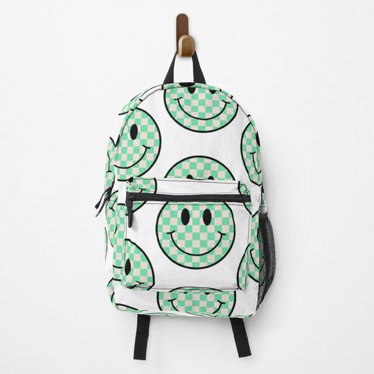 Discover blue checkered smiley Backpack