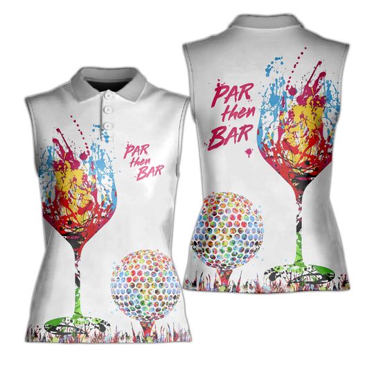 Discover Par Then Bar Colorfull Paint Splash Sleeveless Polo Shirt