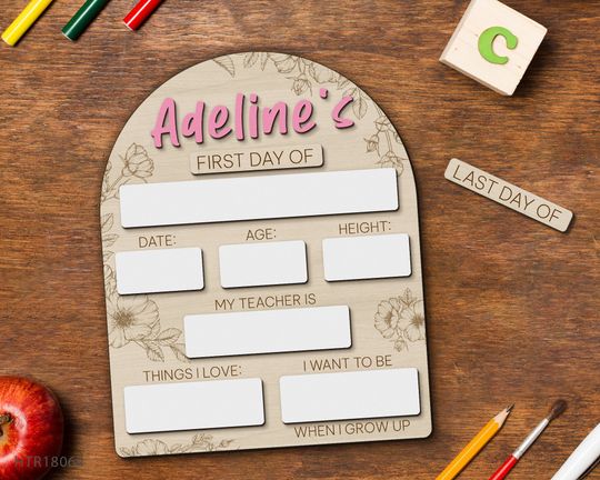 Discover First Day Of School Sign, First And Last Day of School Interchangeable Sign