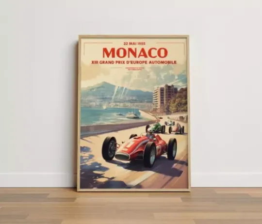 Discover Monaco Grand Prix Print, Vintage Wall Art, Car Race Poster