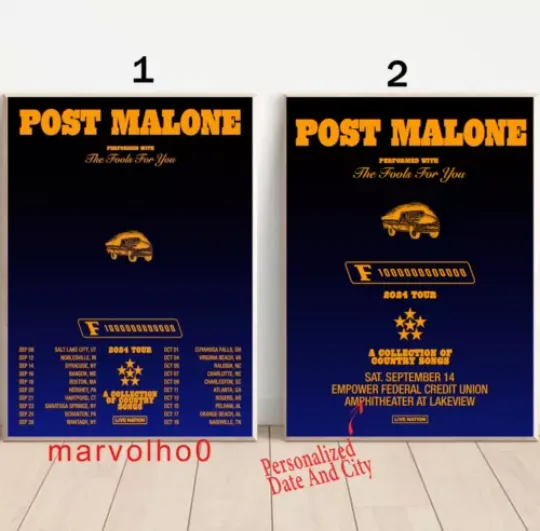 Discover Post Malone Performed With The Fools For You The Tour 2024 Poster