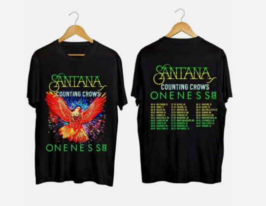 Discover Carlos Santana and Counting Crows Shirt, The Oneness Tour 2024 T-Shirt