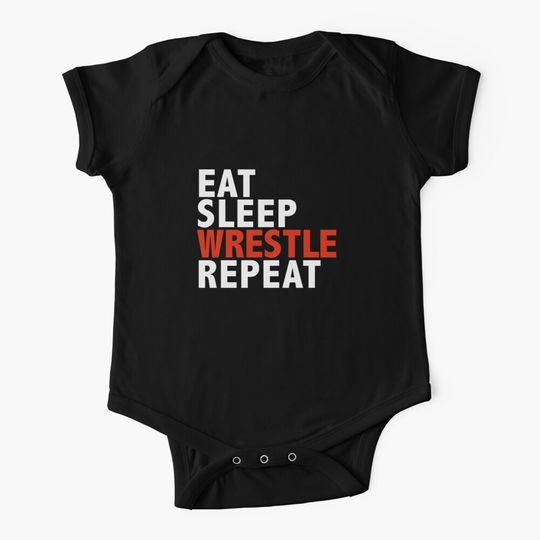 Discover Eat Sleep Wrestle Repeat Wrestling Wrestler Baby One-Piece