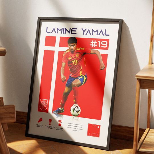 Discover Lamine Yamal Poster, Sport Home Decor, Football Art Print, Spain Poster