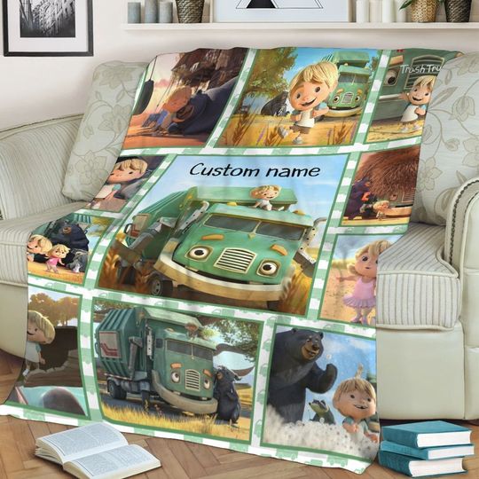 Discover Trash Truck Blanket, Personalized Trash Truck Fleece Blanket