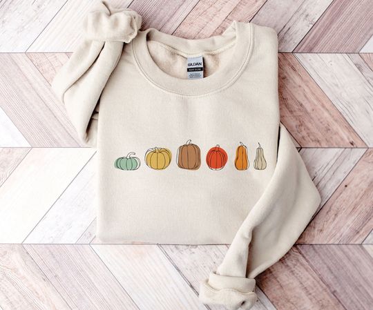 Discover Boho pumpkins sweatshirt, Cute pumpkin Graphic sweater, minimal Halloween Sweatshirt
