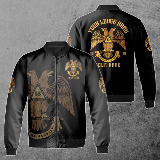 Discover Custom Scottish Rite 33 Degree Emblem Masonic Unisex Bomber Jacket