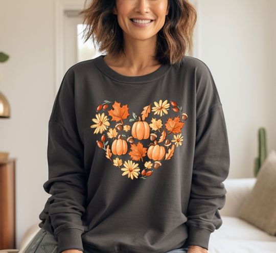 Discover Pumpkin Heart Sweatshirt, Fall Heart Sweatshirt,
