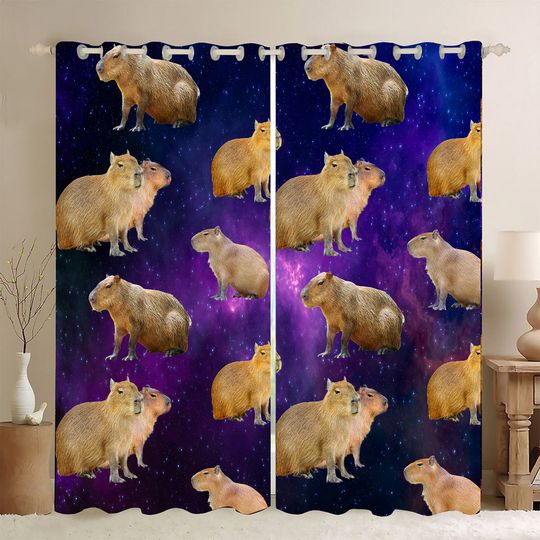 Discover Capybara Window Curtain Set, Wild Jungle Lovely Animal Window Drapes