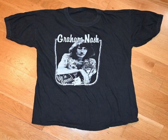 Discover 1970's GRAHAM NASH vintage Rare 1979 Tour rock concert t-shirt, Neil Young Shirt