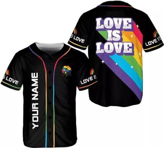 Discover LGBT Pride Custom Rainbow Month Love is Love 2 3D Baseball Jersey Shirt