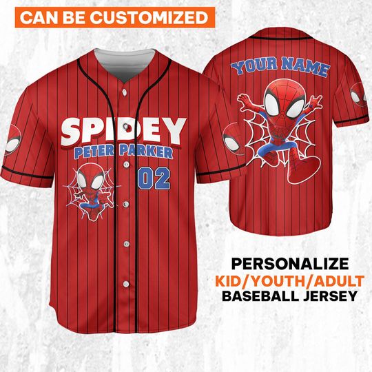 Discover Personalize Spidey Peter Parker Red Jersey, Custom