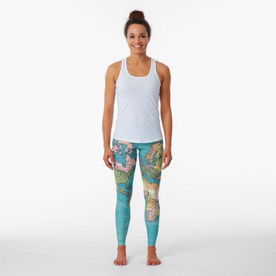Discover Vintage Map of The World (1897) Leggings