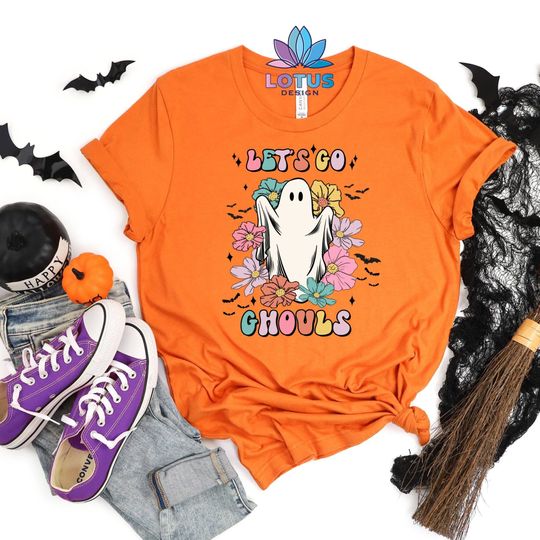 Discover Let's Go Ghouls T-Shirt, Halloween Ghost Tee, Gift For Halloween, Funny Spook Tee