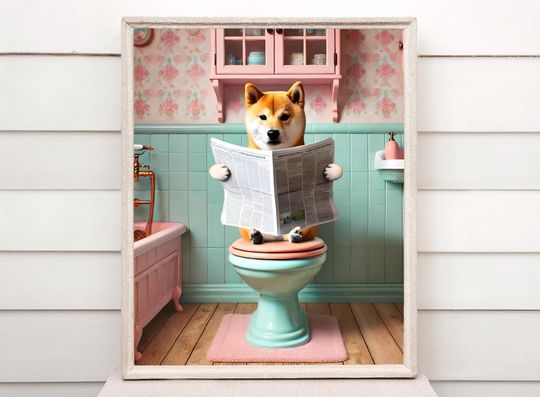 Discover Shiba Inu Bathroom Premium Matte Vertical Posters
