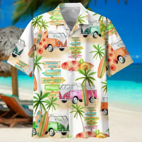 Discover Vintage Hawaiian Shirts Muscle Car On Route 66 Hawaiian Shirt