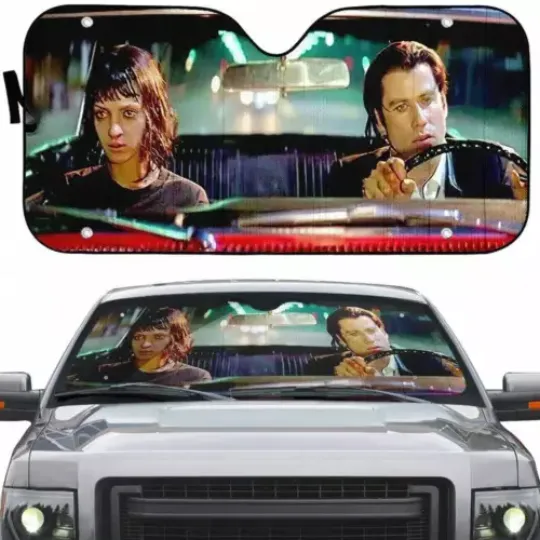 Discover A Date With Vincent Vega Car Sun Shade | Pulp Fiction Car Sun Shade