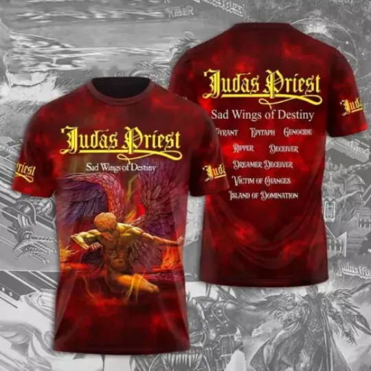 Discover Judas Priest Rock Band Sad Wings Of Destiny 3D Print T Shirt