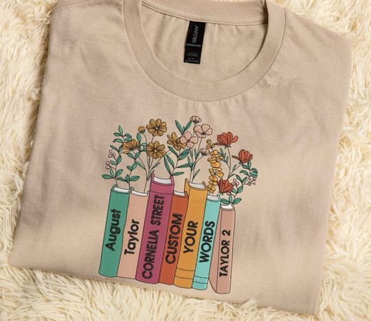 Discover EMBROIDERED Albums As Books CUSTOM Your Song Name, Trendy Aesthetic For Book Lovers Tshirt