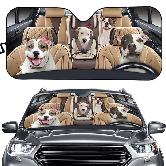 Discover Pit Bull Terrier Car Sun Shade, Funny Pit Bull Sunshade