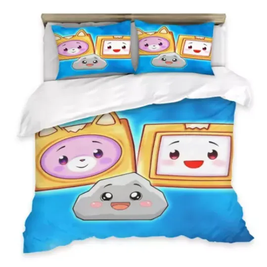 Discover Cute Lankybox Cartoon Pattern Kids Gift 3 Quilt Duvet Cover Set