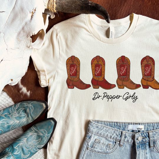 Discover Western Dr. Pepper Girly Shirt - Crispy Coke Girl | Soda Girl | Cowgirl Boot Tee