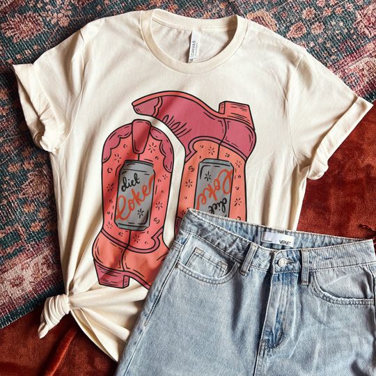 Discover Western Diet Coke Girly Shirt - Crispy Coke Girl | Soda Girly | Cowgirl Boot Tee