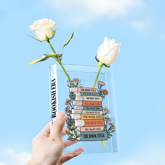 Discover Customized In My Bookish Era Vase, Books Acrylic Vase for Flowers