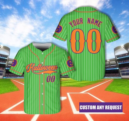 Discover Custom Faux Glitter Halloween Baseball Jersey Personalized Spooky Season