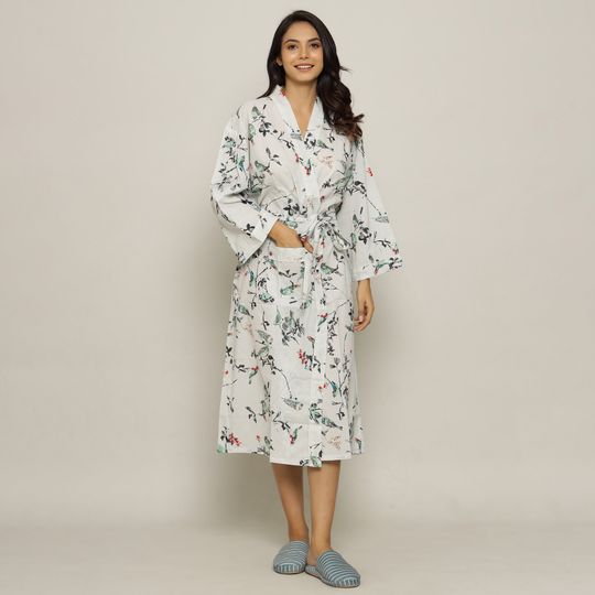 Discover bird  bathrobe Women's Short Bathrobe