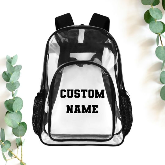 Discover Heavy Duty Clear Backpack, Personalized Name Waterproof School Clear Bag Transparent School Backpack