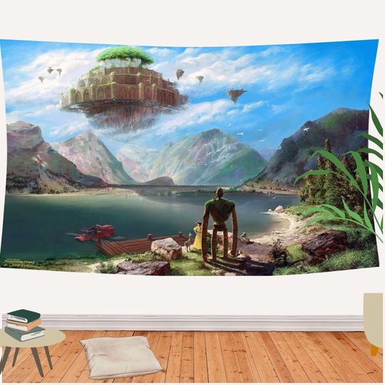 Discover Castle in The Sky Tapestry Laputa Wall Art Japanese Anime Wall Decor