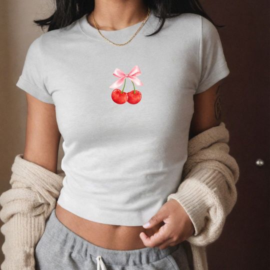 Discover Cherry Baby Tee, Vintage Graphic Coquette Shirt Aesthetic Cinnamon Girl Baby Tee