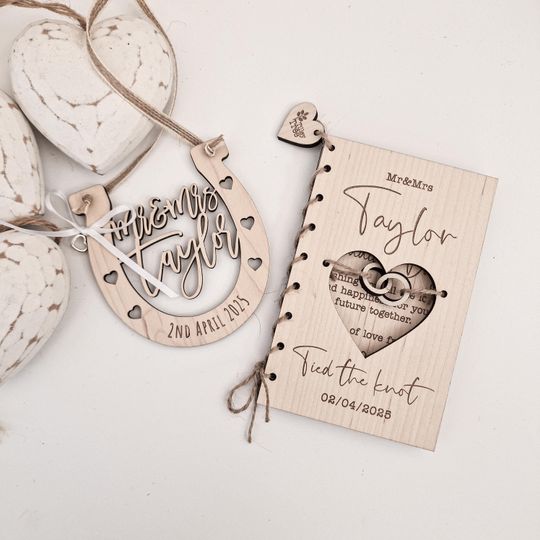 Discover Custom Wedding Gift Card Horseshoe Present for Married Couple