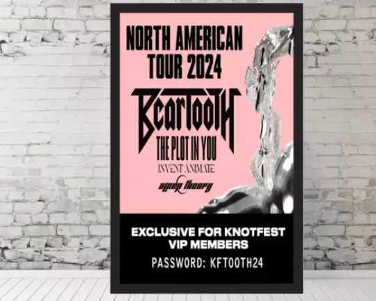 Discover Beartooth North American 2024 Music Tour Poster