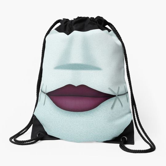 Discover Sally Stitched Smile Drawstring Bag