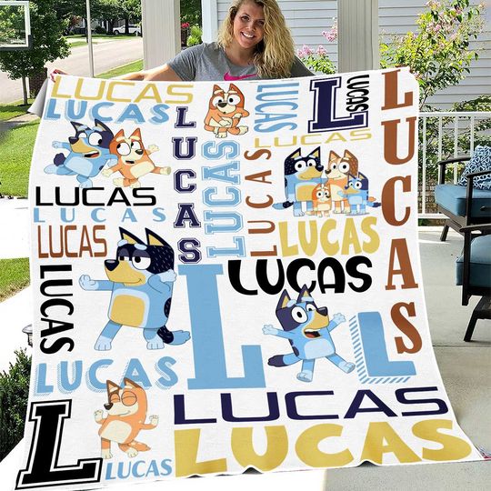 Discover Personalized Cartoon Blue Dog Blanket