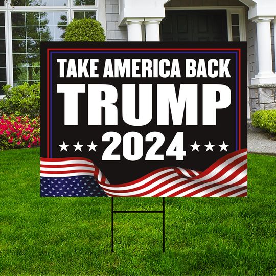 Discover Trump 2024 Yard Sign - Coroplast American Flag Donald Trump For President 2024
