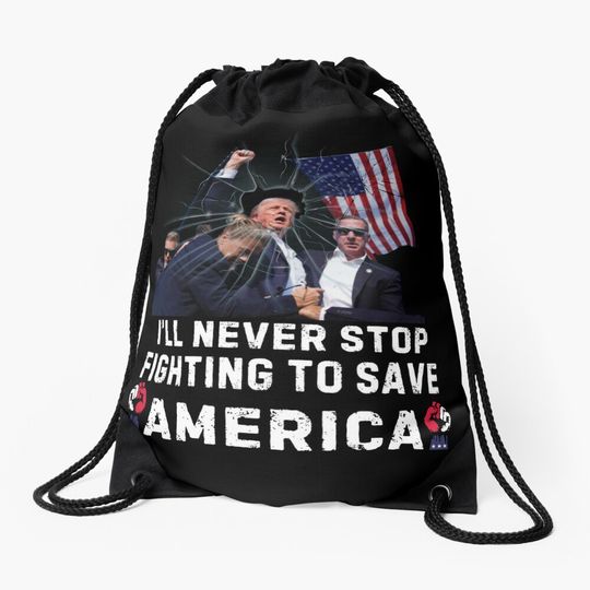 Discover Trump Fight 2024, Trump Shot Fight, 2024 Election Drawstring Bag