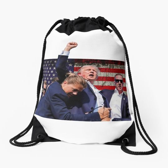 Discover Donald Trump Assassination Attempt With American Flag Drawstring Bag
