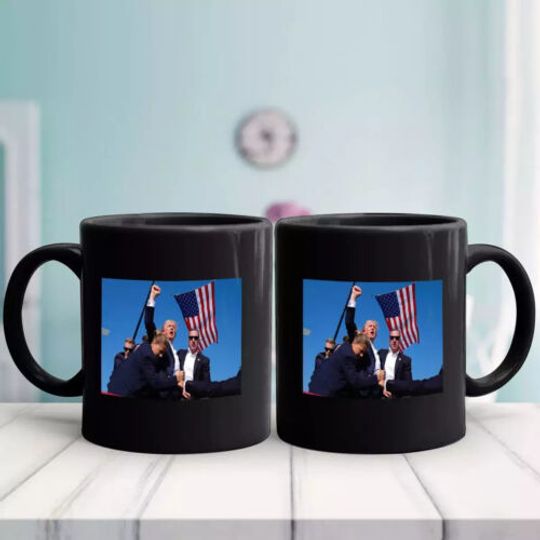 Discover Funny Donald Trump Iconic Photo Shooting Fight 2024 Ceramic Mug Cup