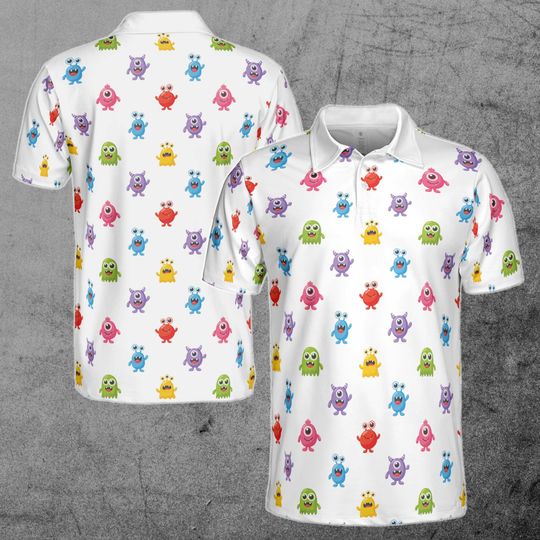 Discover Funny Cute Colorful Monster Cartoon Golf Men's Polo Shirt